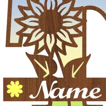 Intra απο ξύλο plywood 3mm-4mm πάχος – Μονόγραμμα ηλίανθου κεφαλαίο γράμμα T Δίασταση  20x20 cm INTRAFABR-75965511 - Image 3