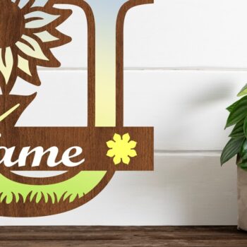 Intra απο ξύλο plywood 3mm-4mm πάχος – Μονόγραμμα Sunflower Letter U Δίασταση 20x20 cm INTRAFABR-75965540 - Image 1