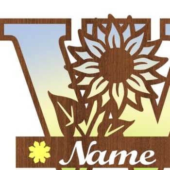 Intra απο ξύλο plywood 3mm-4mm πάχος – Μονόγραμμα Ηλίανθου κεφαλαίο Γράμμα W Δίασταση  20x20 cm INTRAFABR-75965585 - Image 3