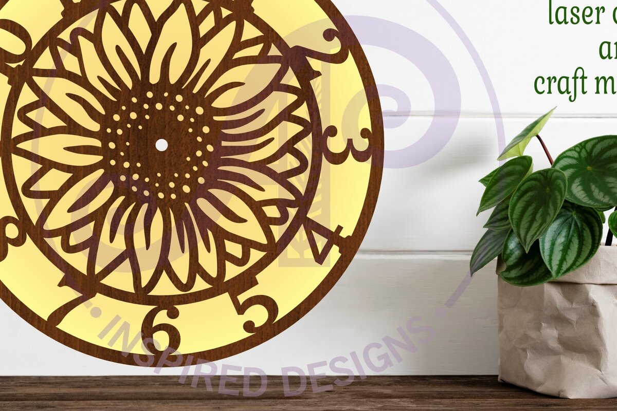 Intra απο ξύλο plywood 3mm-4mm πάχος – Ρολόι ηλίανθου Ρολόι τοίχου με λέιζερ Δίασταση  40x30 cm INTRAFABR-113877906