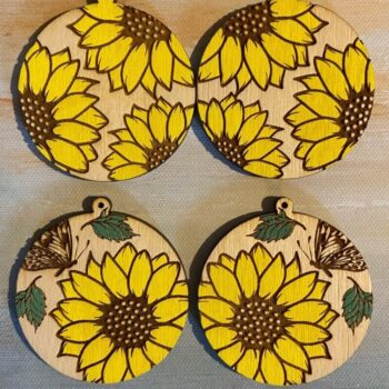 Intra απο ξύλο plywood 3mm-4mm πάχος – Laser με δέσμη σκουλαρικιών ηλίανθου Δίασταση  20x20 cm INTRAFABR-31111538 - Image 2