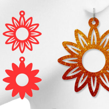 Intra απο ξύλο plywood 3mm-4mm πάχος – Σκουλαρίκια ηλίανθου Δίασταση  5x5 cm INTRAFABR-8905373 - Image 1