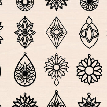 Intra απο ξύλο plywood 3mm-4mm πάχος – Σκουλαρίκια ηλίανθου Πακέτο Cut Laser Δίασταση  5x5 cm INTRAFABR-120493985 - Image 1