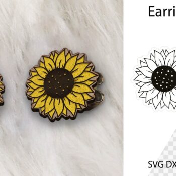 Intra απο ξύλο plywood 3mm-4mm πάχος – Σκουλαρίκια ηλίανθου. Δίασταση  5x5 cm INTRAFABR-113404438 - Image 1