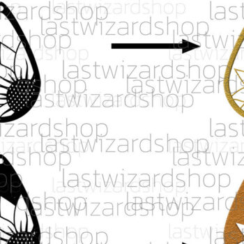 Intra απο ξύλο plywood 3mm-4mm πάχος – Σκουλαρίκια ηλίανθου, Boho Sunflower Δίασταση  5x5 cm INTRAFABR-25006938 - Image 2