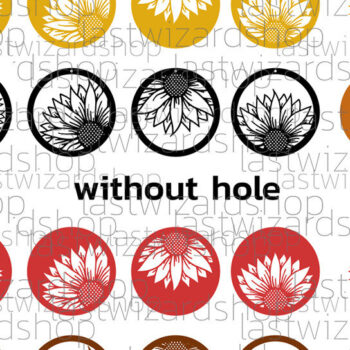 Intra απο ξύλο plywood 3mm-4mm πάχος – Σκουλαρίκια ηλίανθου, Circle Sunflower Δίασταση  5x5 cm INTRAFABR-25663921 - Image 3