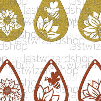 Intra απο ξύλο plywood 3mm-4mm πάχος – Σκουλαρίκια ηλίανθου, Σκουλαρίκι δάκρυ Δίασταση  5x5 cm INTRAFABR-25663889 - Image 1