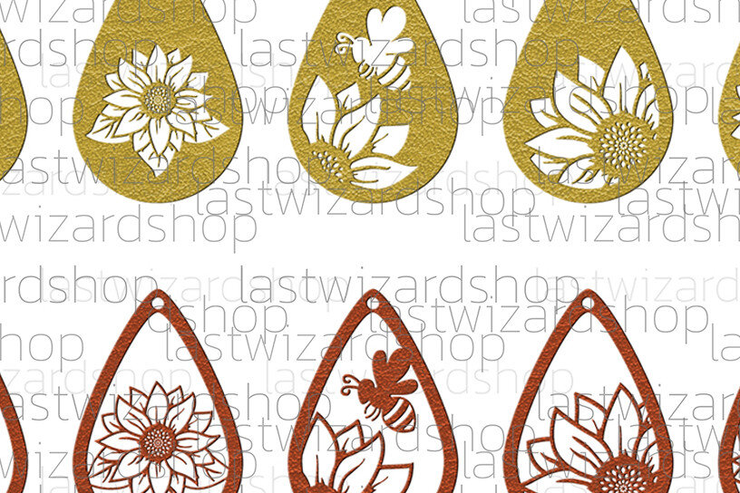 Intra απο ξύλο plywood 3mm-4mm πάχος – Σκουλαρίκια ηλίανθου, Σκουλαρίκι δάκρυ Δίασταση  5x5 cm INTRAFABR-25663889