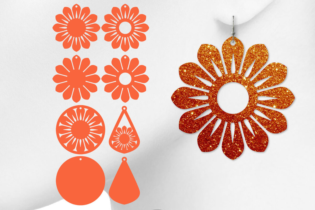 Intra απο ξύλο plywood 3mm-4mm πάχος – Σκουλαρίκια ηλίανθου Teardrop Δίασταση  5x5 cm INTRAFABR-6555666