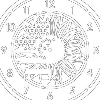 Intra απο ξύλο plywood 3mm-4mm πάχος – Πρότυπο λέιζερ ρολογιού ηλίανθου Δίασταση  20x20 cm INTRAFABR-68289394 - Image 2