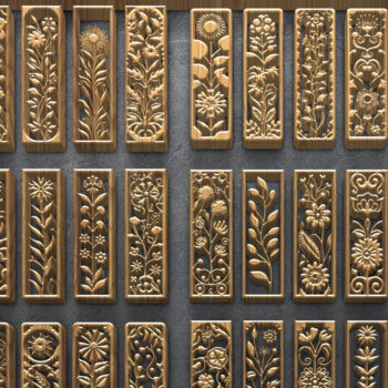 Intra απο ξύλο plywood 3mm-4mm πάχος – Σετ Panel Sunflower & Floral Δίασταση 45x45 cm INTRAFABR-124925367 - Image 1