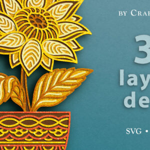 Intra απο ξύλο plywood 3mm-4mm πάχος – Αρχείο κομμένου 3D Layered Sunflower Flower Δίασταση  20x20 cm INTRAFABR-63951160