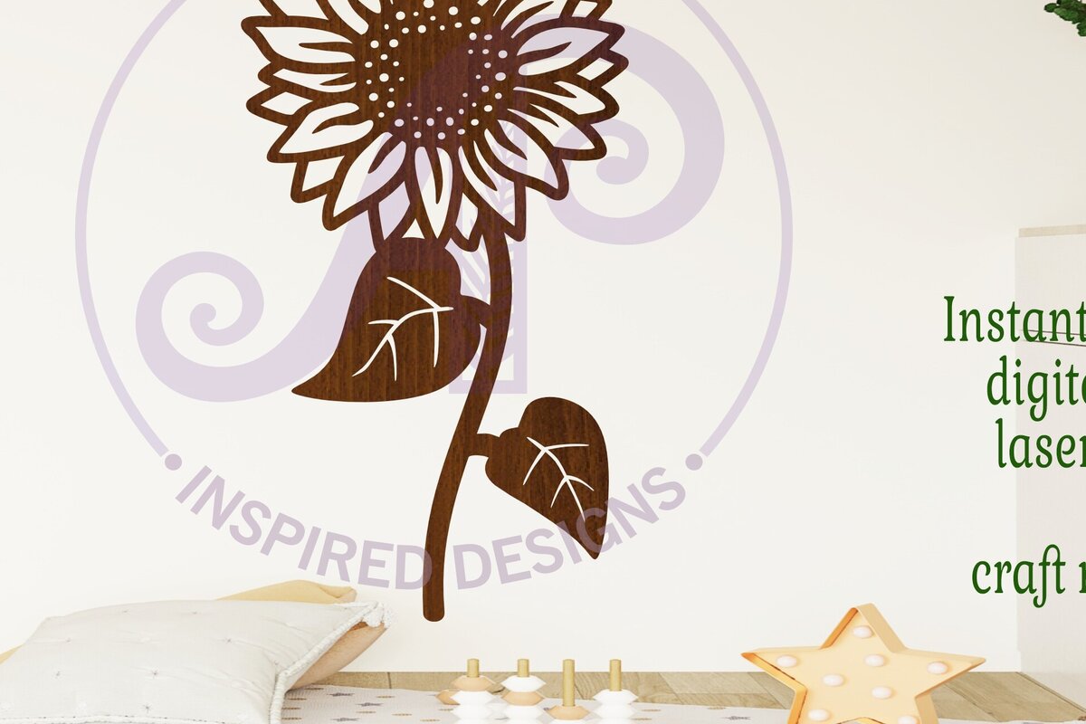 Intra απο ξύλο plywood 3mm-4mm πάχος – Επιγραφή τοίχου Sunflower Flower Δίασταση  40x30 cm INTRAFABR-104204990