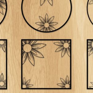 Intra απο ξύλο plywood 3mm-4mm πάχος – Πλαίσιο ηλίανθου Δέσμη Cut Laser Δίασταση  20x20 cm INTRAFABR-34238254