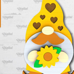 Intra απο ξύλο plywood 3mm-4mm πάχος – Δίσκος βαθμίδας Sunflower Gnome Δίασταση  20x20 cm INTRAFABR-101109128