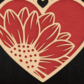 Intra απο ξύλο plywood 3mm-4mm πάχος – Sunflower Heart Valentine Design Δίασταση 40x30 cm INTRAFABR-113314716 - Image 1