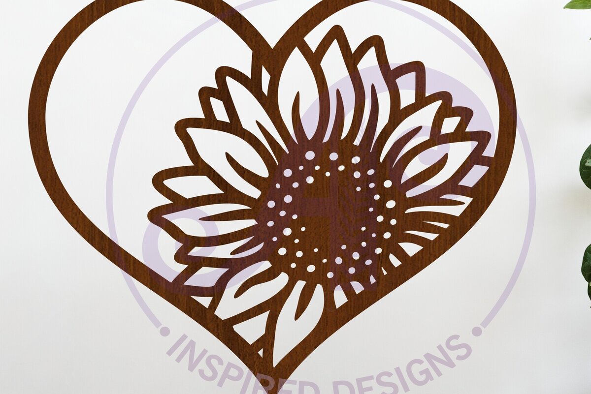 Intra απο ξύλο plywood 3mm-4mm πάχος – Επιγραφή Sunflower Heart, Αρχείο. Δίασταση  20x20 cm INTRAFABR-123381942