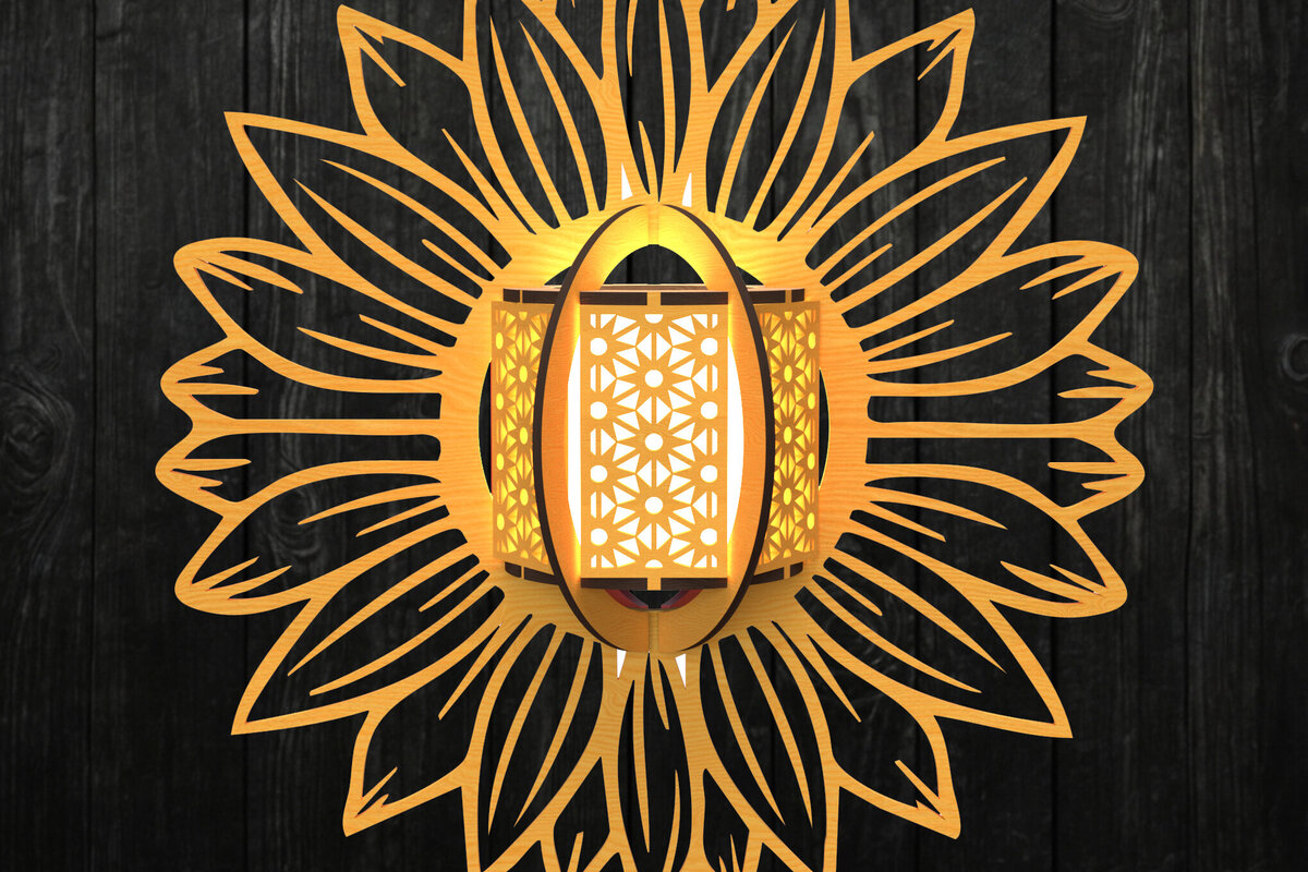 Intra απο ξύλο plywood 3mm-4mm πάχος – Φανάρι ηλίανθου Δίασταση  20x20 cm INTRAFABR-121273998