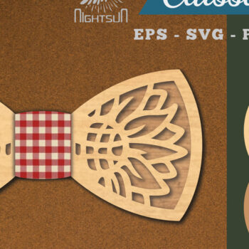 Intra απο ξύλο plywood 3mm-4mm πάχος – Παπιγιόν κομμένο με Laser Sunflower Δίασταση  20x20 cm INTRAFABR-112131605 - Image 1