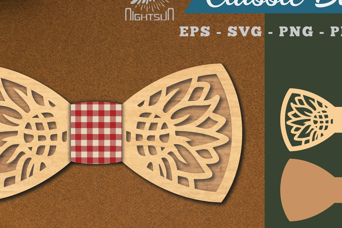 Intra απο ξύλο plywood 3mm-4mm πάχος – Παπιγιόν κομμένο με Laser Sunflower Δίασταση  20x20 cm INTRAFABR-112131605