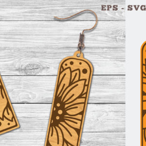 Intra απο ξύλο plywood 3mm-4mm πάχος – Σκουλαρίκια με λέιζερ ηλίανθου Δίασταση 5x5 cm INTRAFABR-103065007