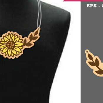 Intra απο ξύλο plywood 3mm-4mm πάχος – Κολιέ με λέιζερ Sunflower Design Δίασταση 40x30 cm INTRAFABR-107490999 - Image 1