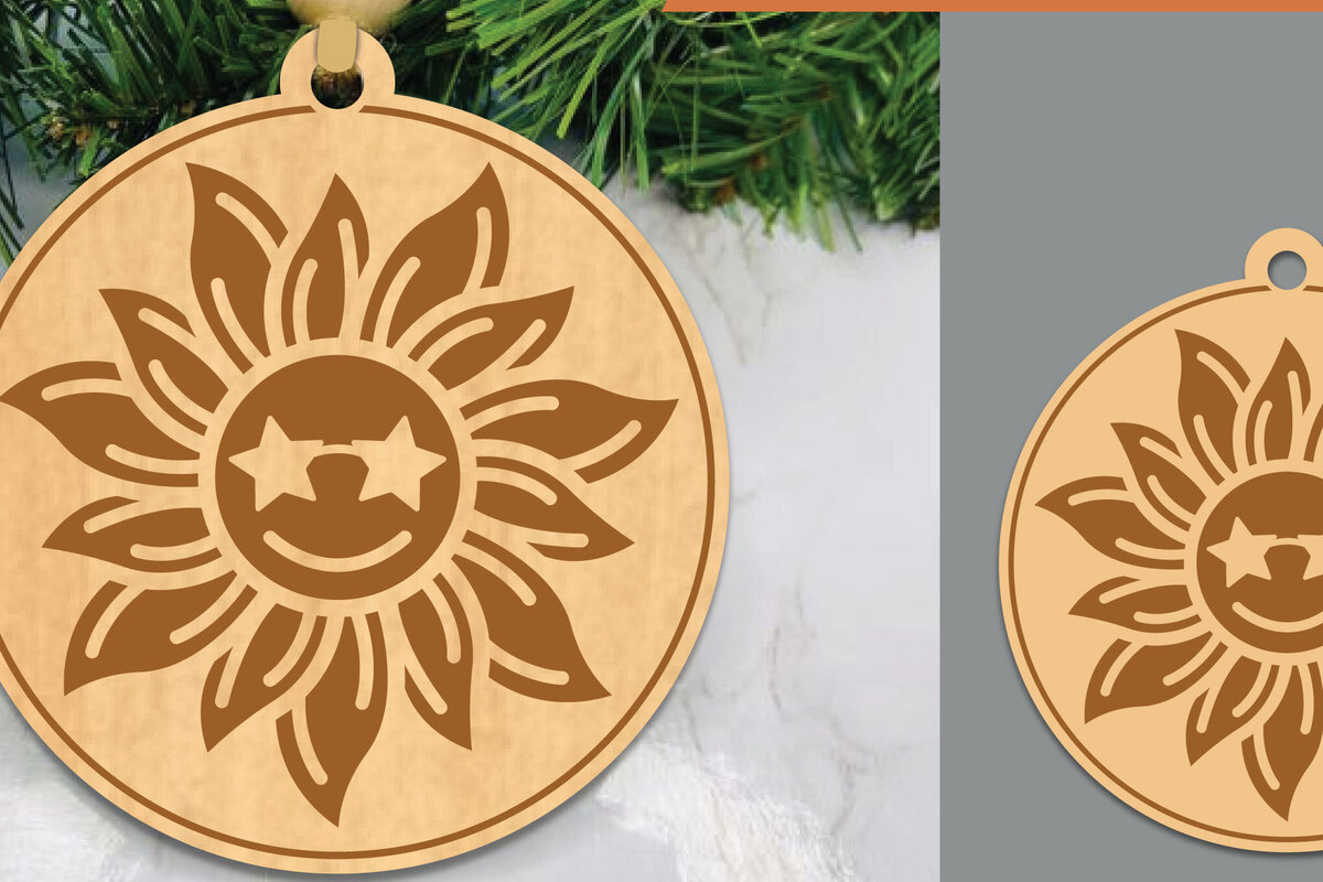 Intra απο ξύλο plywood 3mm-4mm πάχος – Στολίδι με ηλίανθου 3 Δίασταση  20x20 cm INTRAFABR-106401999