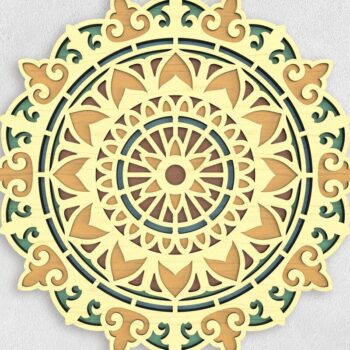 Intra απο ξύλο plywood 3mm-4mm πάχος – Sunflower Mandala 3D Layered Art Δίασταση  20x20 cm INTRAFABR-79164008 - Image 1