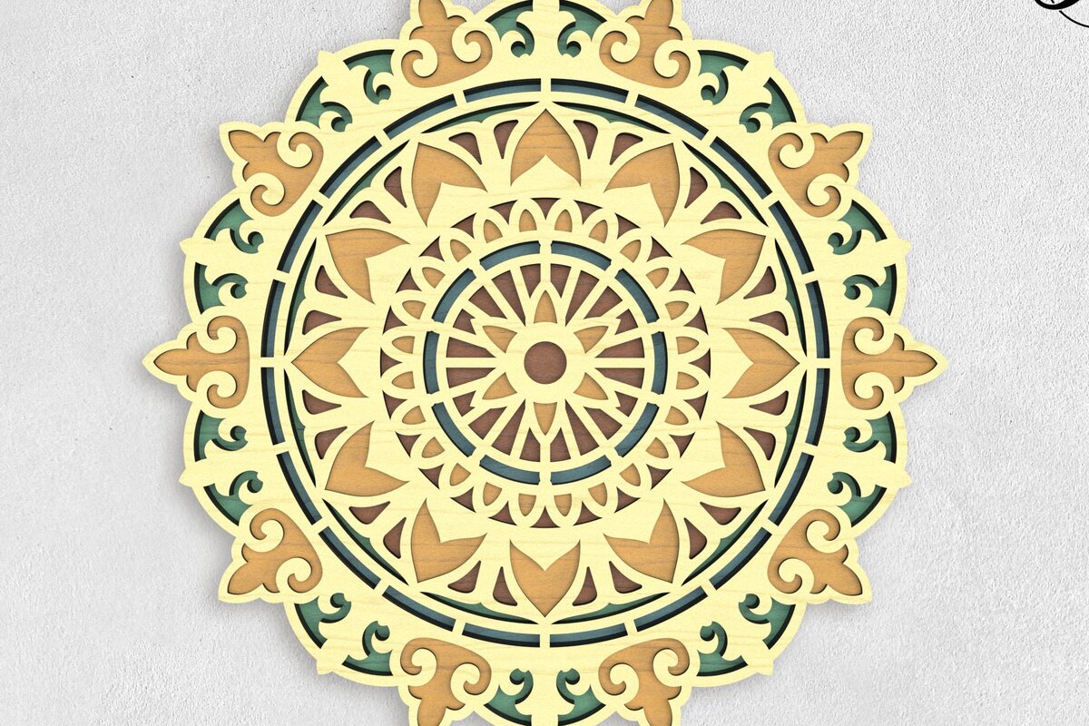 Intra απο ξύλο plywood 3mm-4mm πάχος – Sunflower Mandala 3D Layered Art Δίασταση  20x20 cm INTRAFABR-79164008