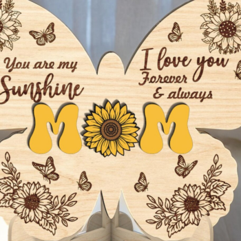 Intra απο ξύλο plywood 3mm-4mm πάχος – Sunflower Mom Butterfly Δίασταση 20x20 cm INTRAFABR-118129869 - Image 2