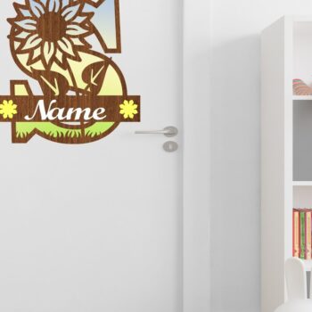 Intra απο ξύλο plywood 3mm-4mm πάχος – Λέιζερ δέσμης γραμμάτων μονογράμματος ηλίανθου Δίασταση  20x20 cm INTRAFABR-75940849 - Image 3