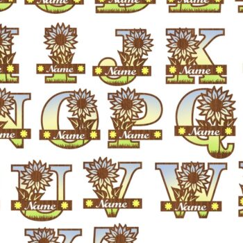 Intra απο ξύλο plywood 3mm-4mm πάχος – Λέιζερ δέσμης γραμμάτων μονογράμματος ηλίανθου Δίασταση  20x20 cm INTRAFABR-75940849 - Image 5