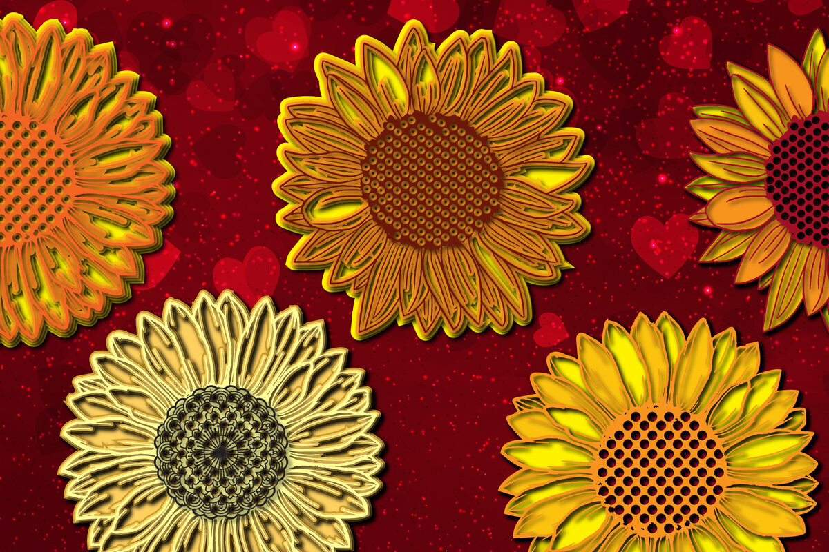 Intra απο ξύλο plywood 3mm-4mm πάχος – Sunflower Multi-layer Design Bundle Δίασταση  40x30 cm INTRAFABR-23480216