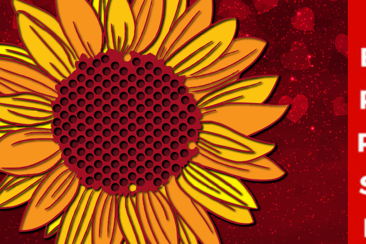 Intra απο ξύλο plywood 3mm-4mm πάχος – Sunflower Multi-layer-cut με λέιζερ Δίασταση  20x20 cm INTRAFABR-23479638