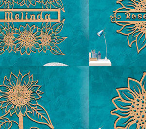 Intra απο ξύλο plywood 3mm-4mm πάχος – Πινακίδα ονόματος Sunflower Πακέτο Cut Laser Δίασταση  20x20 cm INTRAFABR-100438390