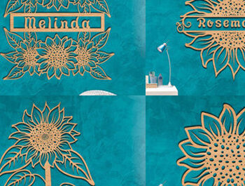 Intra απο ξύλο plywood 3mm-4mm πάχος – Πινακίδα ονόματος Sunflower Πακέτο Cut Laser Δίασταση  20x20 cm INTRAFABR-100438390 - Image 1