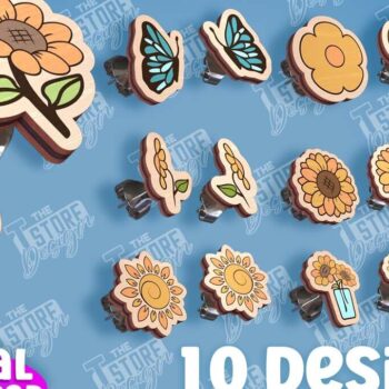 Intra απο ξύλο plywood 3mm-4mm πάχος – Σκουλαρίκια ηλίανθου με κομμένα λέιζερ Δίασταση  5x5 cm INTRAFABR-95236307 - Image 1