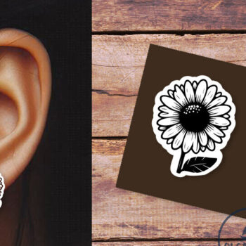 Intra απο ξύλο plywood 3mm-4mm πάχος – Καλοκαιρινά σκουλαρίκια ηλίανθου Δίασταση  5x5 cm INTRAFABR-120166743 - Image 2