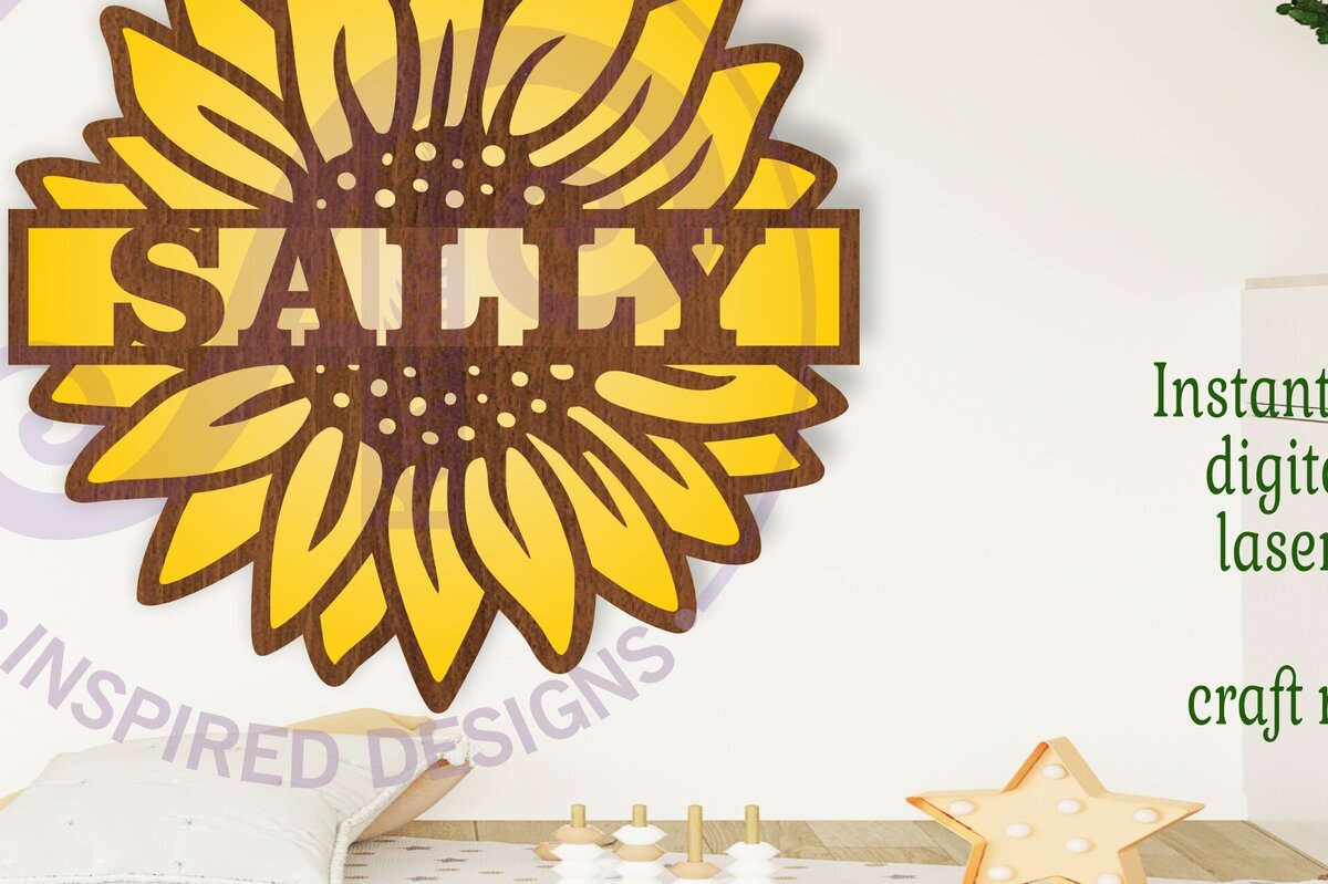 Intra απο ξύλο plywood 3mm-4mm πάχος – Sunflower Two Layer Name Laser Δίασταση  20x20 cm INTRAFABR-105663250