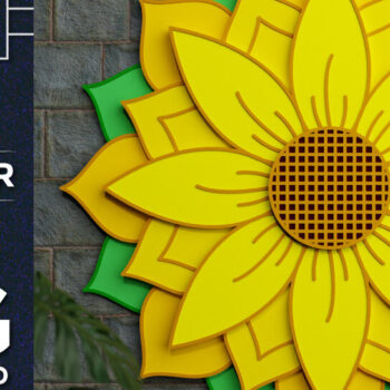 Intra απο ξύλο plywood 3mm-4mm πάχος – Sunflower Wall Art 3D Multilayered Δίασταση  40x30 cm INTRAFABR-69614952 - Image 1