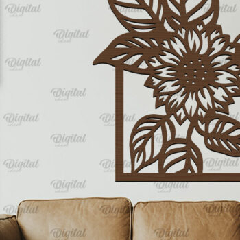 Intra απο ξύλο plywood 3mm-4mm πάχος – Κοπή Laser Art Wall Art Sunflower. Floral Δίασταση  40x30 cm INTRAFABR-100463495 - Image 1
