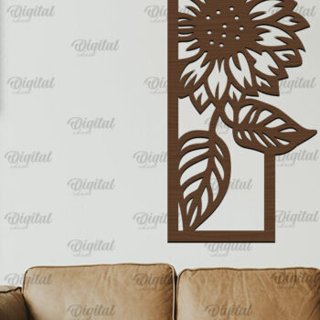 Intra απο ξύλο plywood 3mm-4mm πάχος – Κοπή Laser Art Wall Art Sunflower. Floral Δίασταση  40x30 cm INTRAFABR-100463864 - Image 1