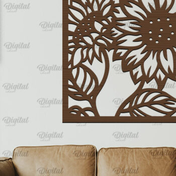 Intra απο ξύλο plywood 3mm-4mm πάχος – Κοπή Laser Art Wall Art Sunflower. Floral Δίασταση  40x30 cm INTRAFABR-100464011 - Image 1