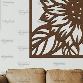 Intra απο ξύλο plywood 3mm-4mm πάχος – Κοπή Laser Art Wall Art Sunflower. Floral Δίασταση  40x30 cm INTRAFABR-100464115 - Image 1