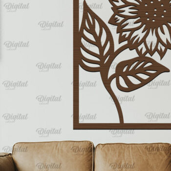 Intra απο ξύλο plywood 3mm-4mm πάχος – Κοπή Laser Art Wall Art Sunflower. Floral Δίασταση  40x30 cm INTRAFABR-100462358 - Image 1