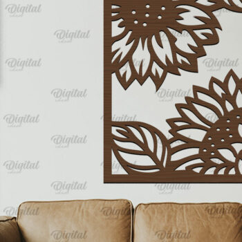 Intra απο ξύλο plywood 3mm-4mm πάχος – Κοπή Laser Art Wall Art Sunflower. Floral Δίασταση  40x30 cm INTRAFABR-100462472 - Image 1