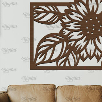 Intra απο ξύλο plywood 3mm-4mm πάχος – Κοπή Laser Art Wall Art Sunflower. Floral Δίασταση  40x30 cm INTRAFABR-100463384 - Image 1