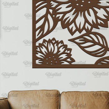 Intra απο ξύλο plywood 3mm-4mm πάχος – Κοπή Laser Art Wall Art Sunflower. Floral Δίασταση  40x30 cm INTRAFABR-100463449 - Image 1