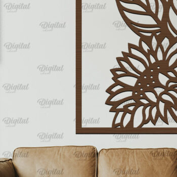 Intra απο ξύλο plywood 3mm-4mm πάχος – Κοπή Laser Art Wall Art Sunflower. Floral Δίασταση  40x30 cm INTRAFABR-100462312 - Image 1