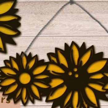 Intra απο ξύλο plywood 3mm-4mm πάχος – Sunflower Welcome Sign, Layered Door Δίασταση  40x30 cm INTRAFABR-70812050 - Image 1